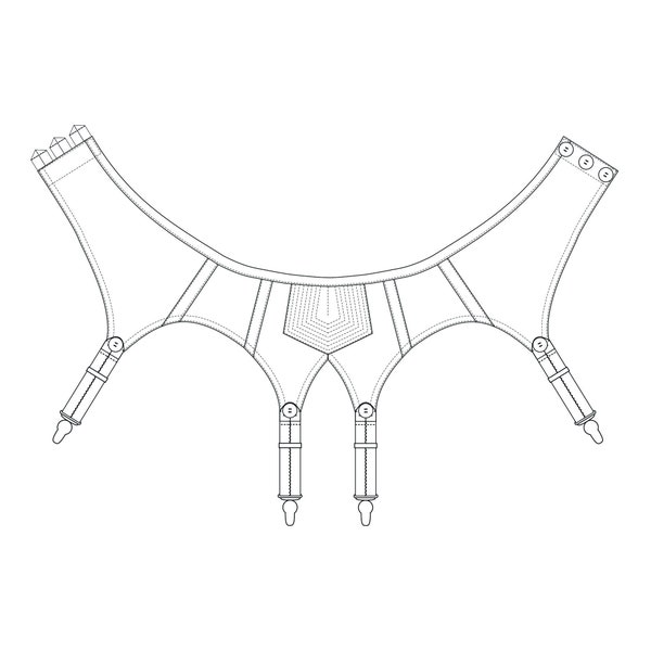 1940s Quilted Retro Pin Up Style Suspender Garter Belt Garment Pattern PDF - Original Garment Pattern Size S