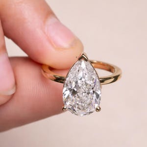 1.50 Ctw Pear Shaped Unique Lab Grown Diamond Engagement Ring, 14k Gold Wrap Around Pear Shape Diamond Ring by Ferkos Fine Jewelry, 14K Gold