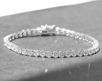 7.96 CT Lab Grown Diamond Tennis Bracelet, 18K Gold Diamond Bracelet, Round Cut Tennis Bracelet , Anniversary Gift for Her