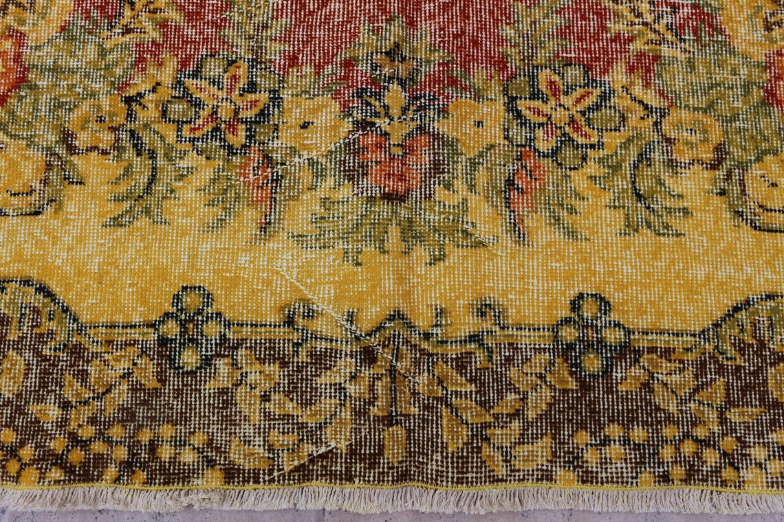 Yellow and Red Rug, 9'x5'2 Ft, 275X160 Cm, Yellow Rug, Yellow Floor Rug