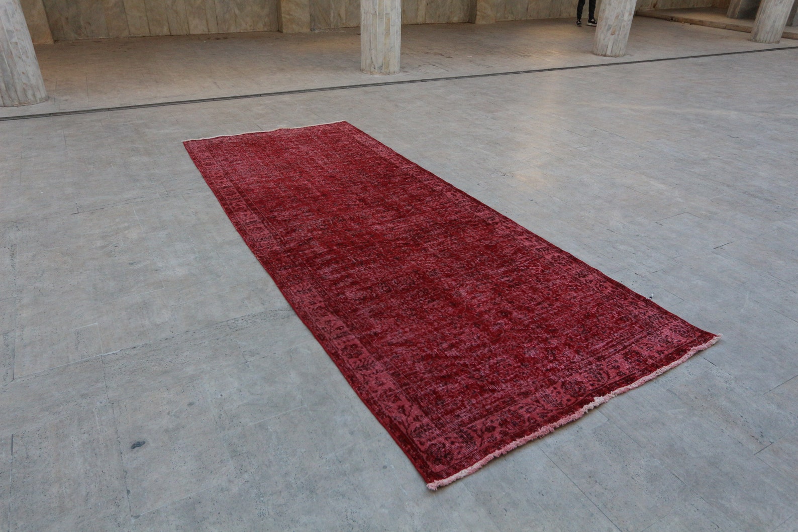 Red Runner Rug 12'x4'8 Ft 368x147 Cm Handmade Etsy