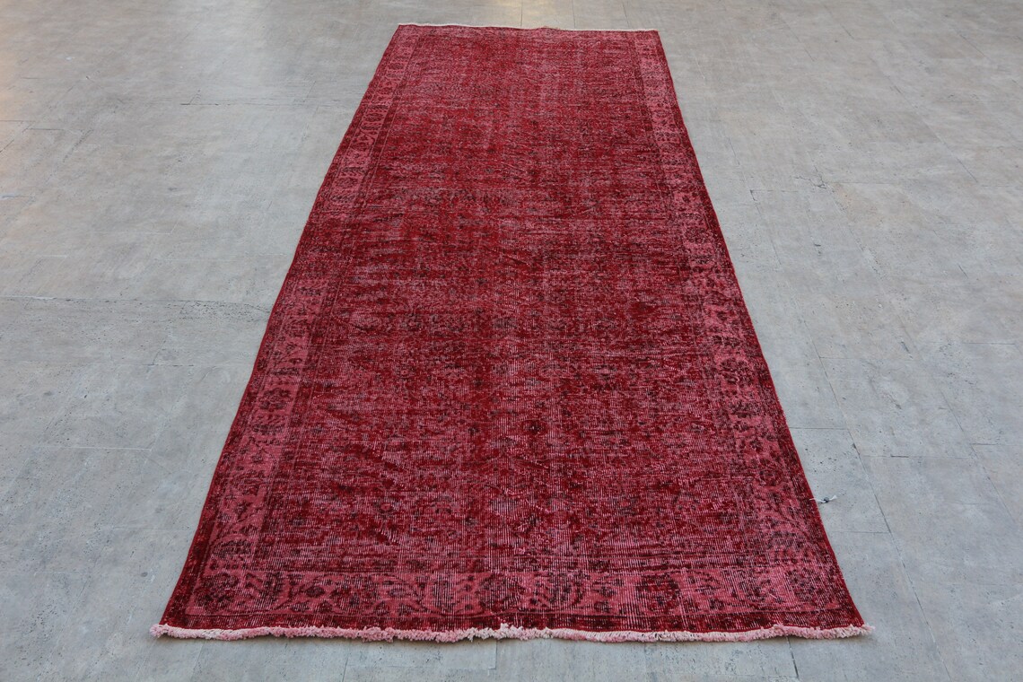 Red Runner Rug 12'x4'8 Ft 368x147 Cm Handmade Etsy