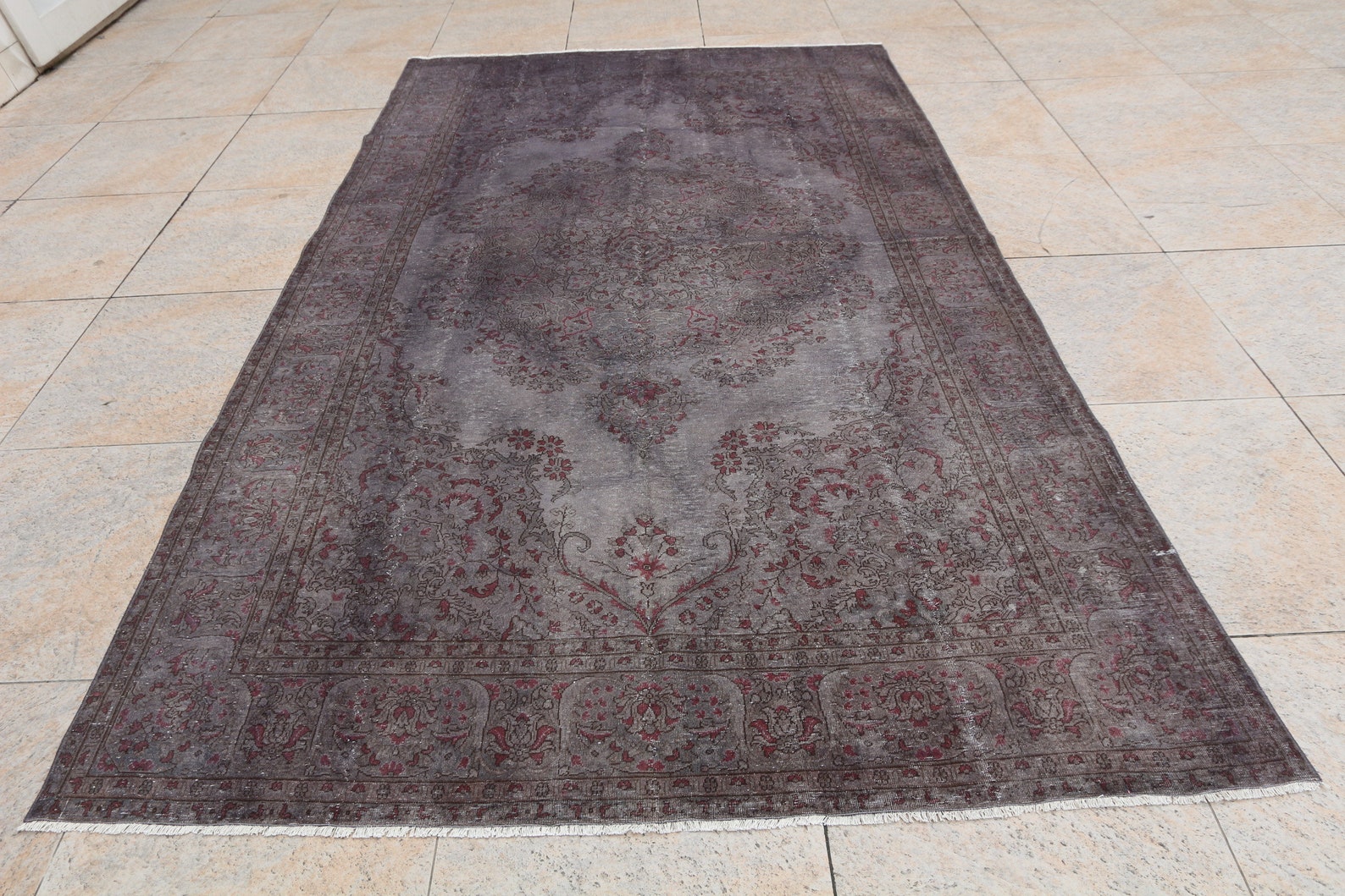 Handmade Vintage Living Room Rug Gothic Authentic Gray Wool Etsy