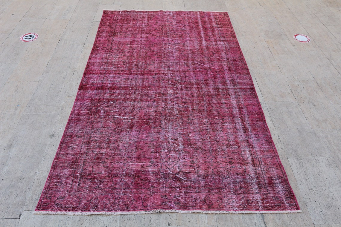 Pink Floor Rug, 8'9x5'4 Ft, 272X166 Cm, Pink Rug, Pink Carpet, Living