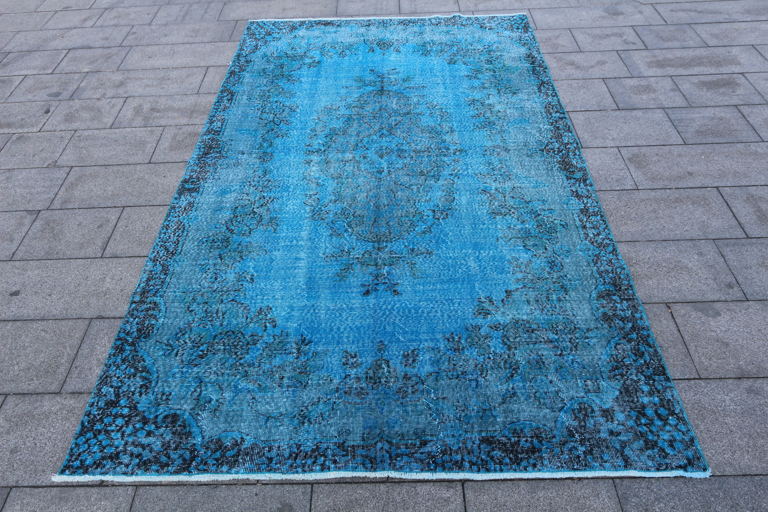 6x9 Distressed Blue Luxury Vintage Rug Eclectic Living Room Etsy UK