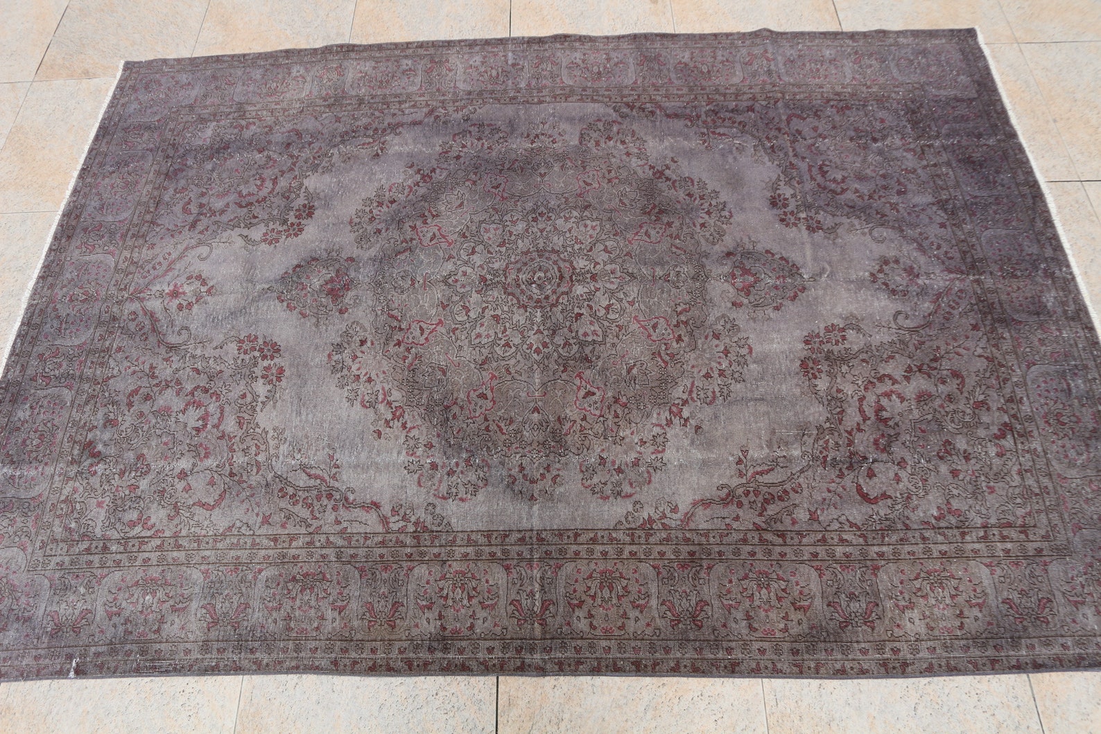 Handmade Vintage Living Room Rug Gothic Authentic Gray Wool Etsy