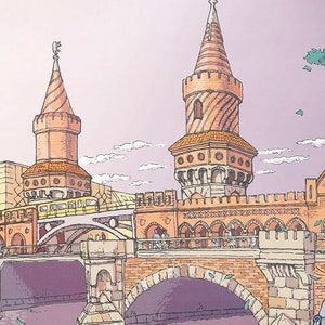A2 Poster/A3 Art Print /  “Katze’n’Berlin / Sunset at Oberbaum Bridge (Warschauer Straße)”