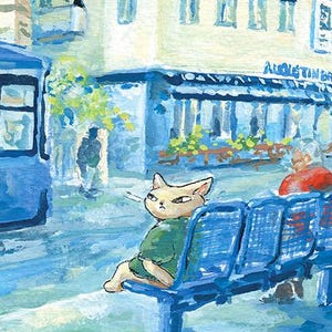 A3 Art-print "Waiting for a tram" /Ryoko Nagara Illustration Design