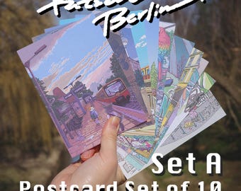 11 Postcard Set A &quot;Katze&#39;n&#39;Berlin&quot; & MORE &lt;3 [Illustrated Berlin Postcard Set of 11]