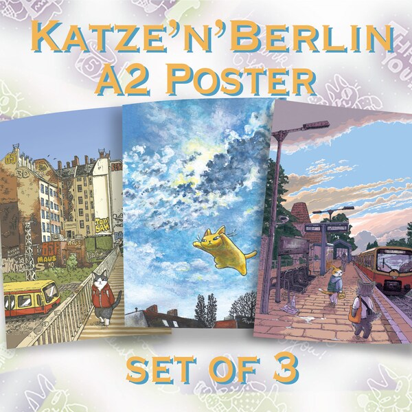 3er Set [Berlin Motiv-Poster] "Katze'n'Berlin" DIN A2