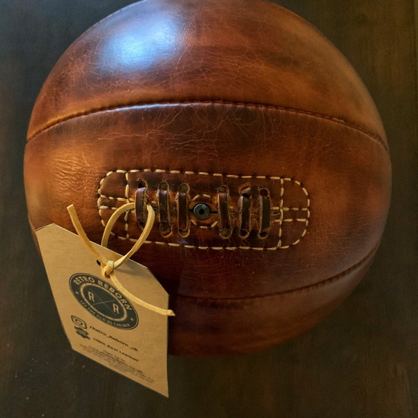 Baloncesto de estilo vintage de cuero real renacido retro