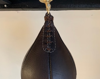 Retro Reborn Vintage Style Boxing Speed Ball with Brass Swivel Fitting Dark Brown