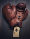 Retro Reborn Vintage Retro Style Boxing Gloves Tan Real Leather
