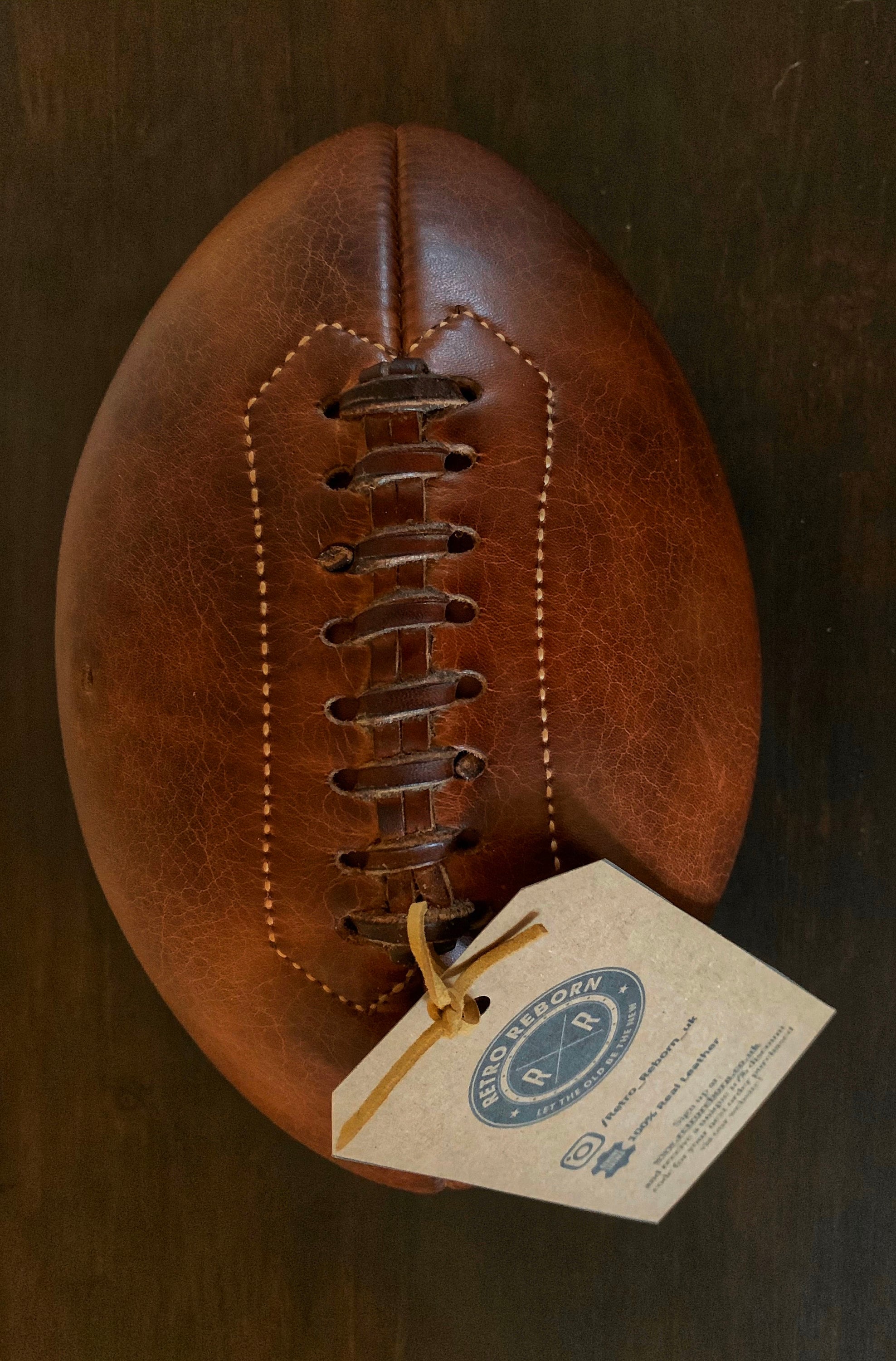 Ballon De Football Vintage En Cuir Véritable Fait Main - Style Années 30-50 - Taille 5 - Marque ROB'S VINTAGE