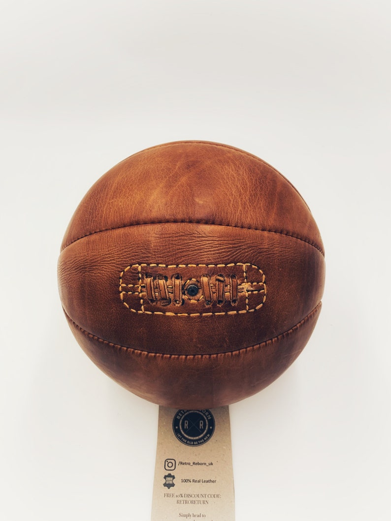 Ballon de basket style vintage Retro Reborn en cuir véritable image 2