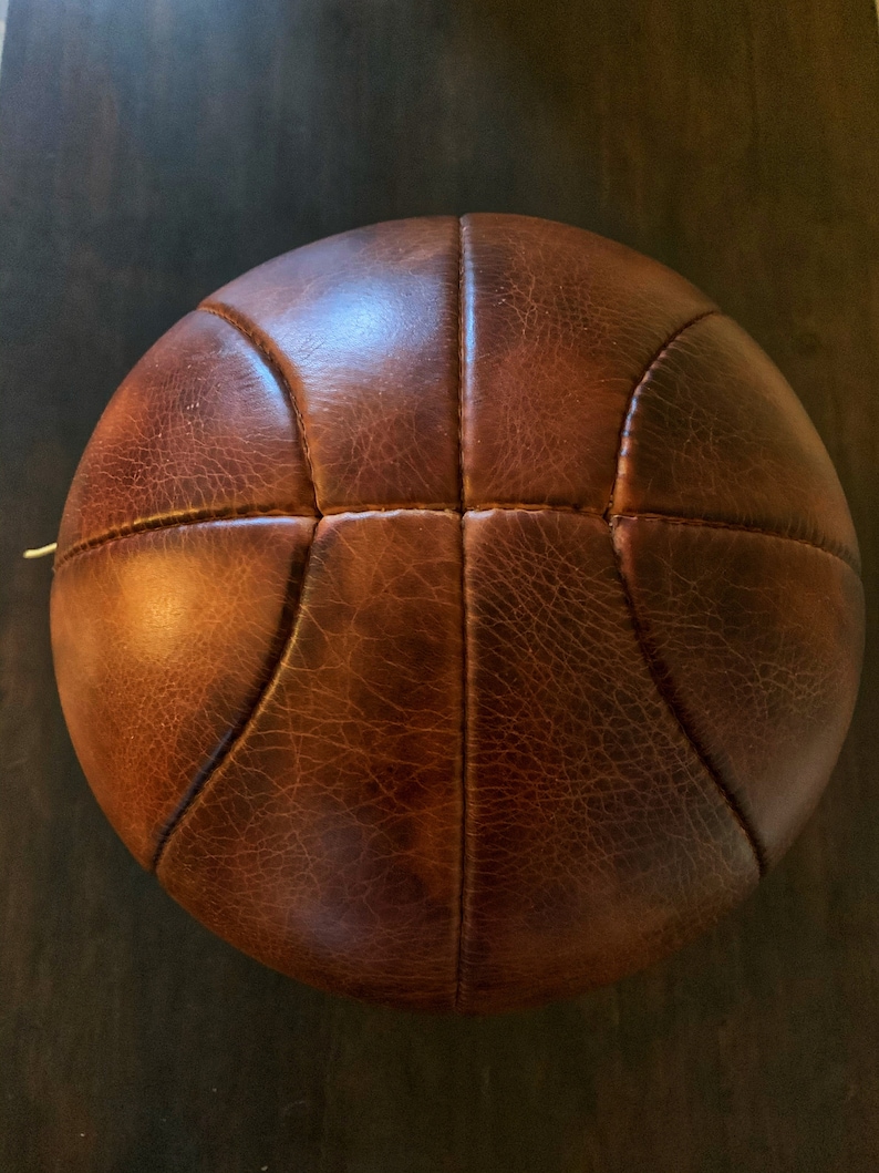 Ballon de basket style vintage Retro Reborn en cuir véritable image 5