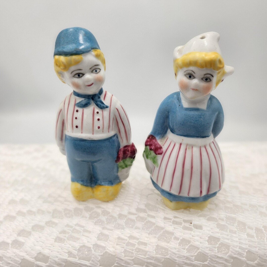 Vintage Dutch Boy & Girl Children Ceramic Salt Pepper Shaker Set - Etsy