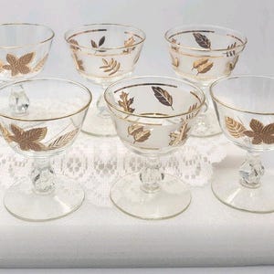 Conjunto de 8 taças de vinho/sorvete foscas em folha de ouro Libbey Glass