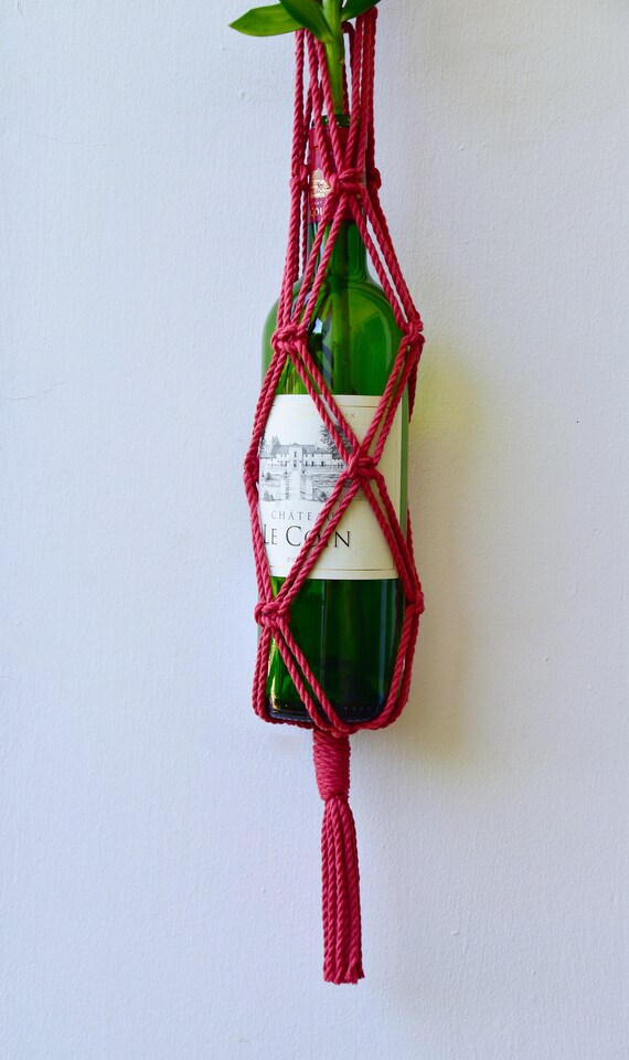 Macrame wine bottle hanger Macrame wine bottle holder Etsy