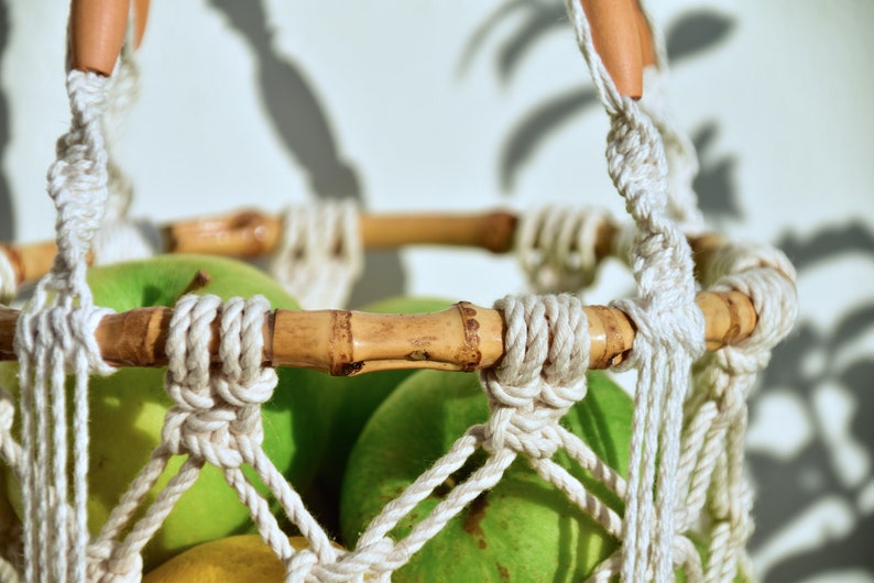 Bamboo hanging fruit basket vegetables storage onion