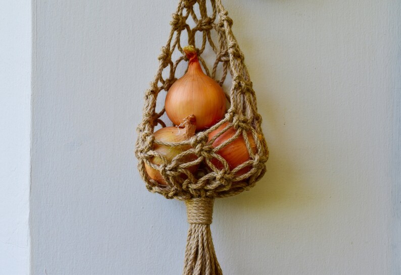 Jute macrame basket hanging onion basket vegetables storage Etsy