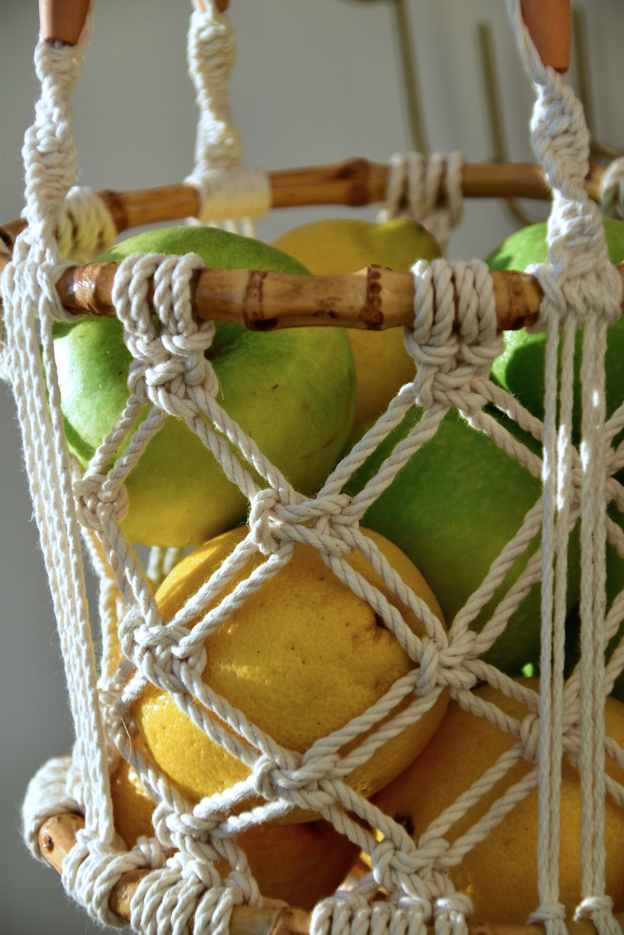 Bamboo Hanging Fruit Basket Vegetables Storage Onion Basket Etsy