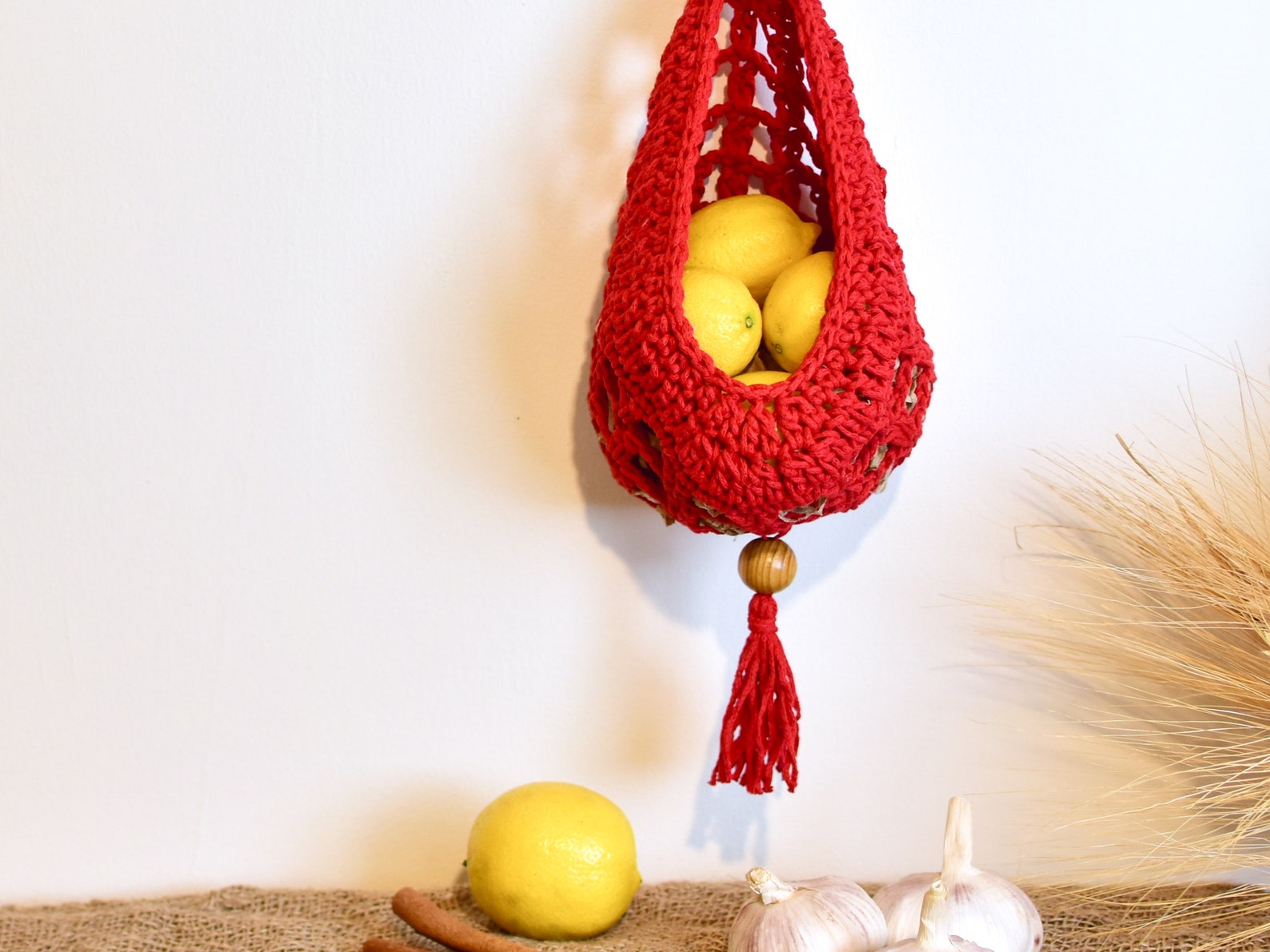 Crochet Hanging Basket Hanging Fruit Basket Vegetables Etsy