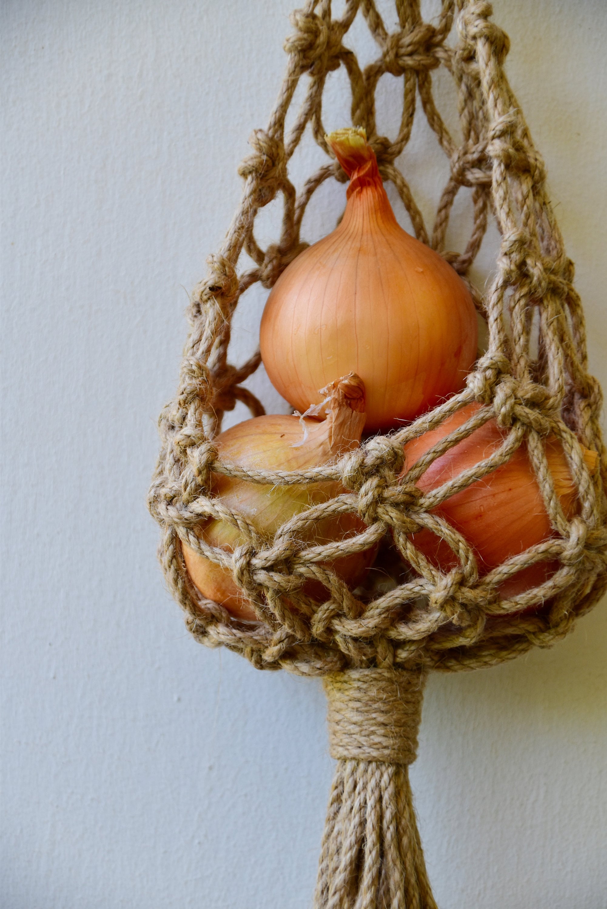 Jute macrame basket hanging onion basket vegetables storage Etsy