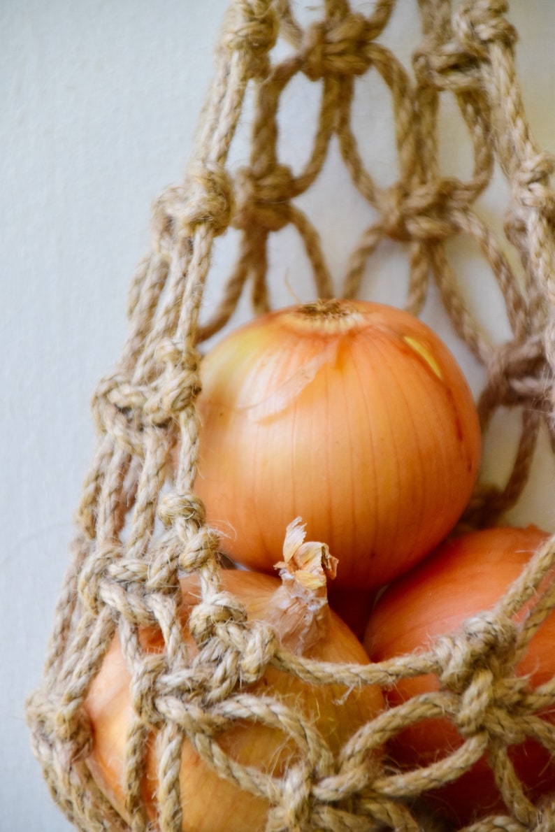 Jute Makramee Korb hängenZwiebelkorb Gemüse Lagerung | Etsy
