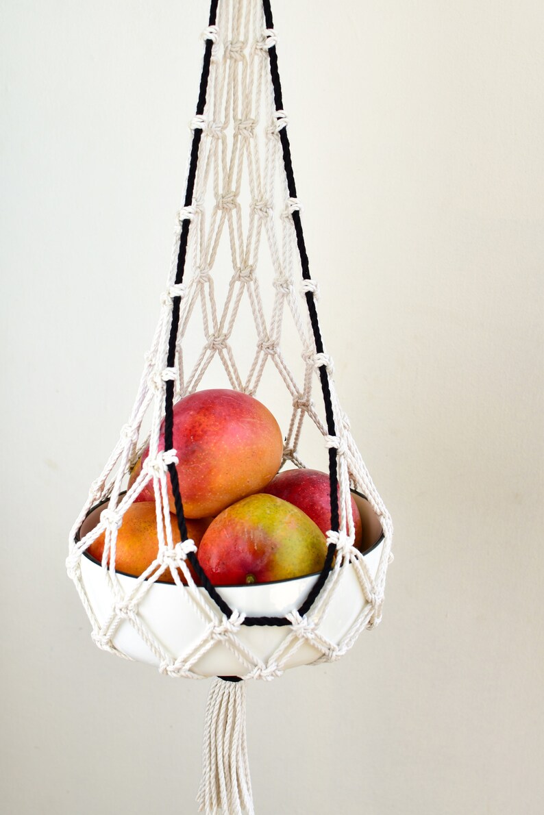 macrame hanging toy basket