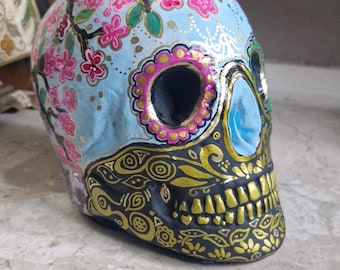 Hand Painted Sugar Skull Ornament, Day of the Dead Decor