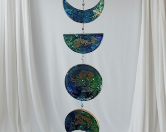 Colgante de pared de fase lunar de resina hecho a mano
