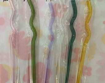 wavy glass straw/ glass straw for glass cans/ glass straw/ reusable glass straw/ coffee glass straw/straw/gift idea/ iced coffee glass straw