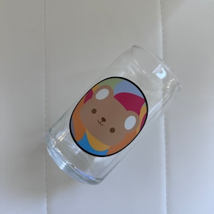 16 oz bear beer can glass/ cute glass can/ kawaii glass can cup/ glass can/ christmas gift/ stocking stuffer