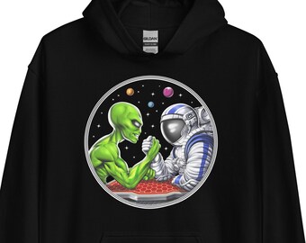 Astronaut Alien Arm Wrestling Hoodie, Alien Sweatshirt, Arm Wrestler Clothing, Arm Wrestler Clothes, Aliens Outfit, Alien Apparel