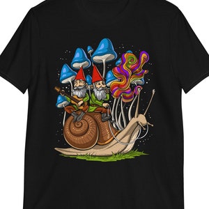 Mushroom Gnomes T-Shirt, Fantasy Gnomes Tee, Snail Tee, Forest Shirt, Goblincore Shirt, Fairycore Shirt, Gnomes Clothes, Mushrooms Clothing