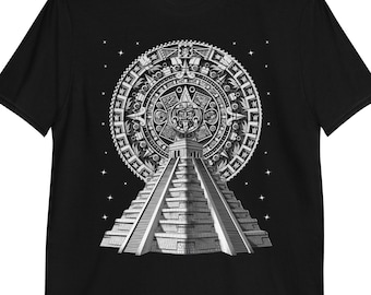 Aztec Pyramid T-Shirt, Aztec Calendar Shirt, Aztec Mythology Shirt, Ancient Mayan Tee, Aztec Symbol Shirt, Aztec Clothing, Aztec Clothes