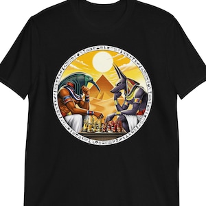 Koszulka z egipskim bogiem Anubisem, koszulka z egipskim bóstwem Thothem, koszulka z egipskimi piramidami, odzież z mitologii egipskiej, ubrania ze starożytnego Egiptu
