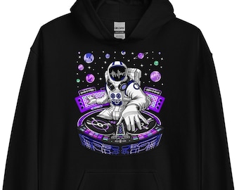 Astronaut Techno DJ Hoodie, Psytrance Dubstep Sweatshirt, DJ Herren Hoodie, House Musik Hoodie, EDM Musikfestival Kleidung, Techno Bekleidung