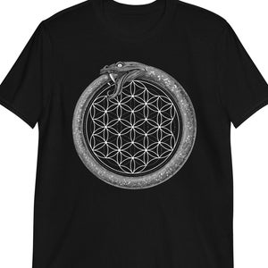 Ouroboros Snake T-Shirt, Flower Of Life Shirt, Sacred Geometry Tee, Gnosticism Symbol Shirt, Spiritual Clothing, Esoteric Clothes