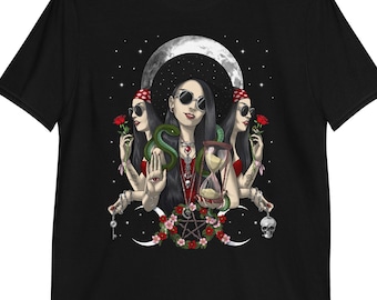 Hecate T-Shirt, Moon Goddess Shirt, Gothic Shirt, Mystical Tee, Witch Shirts, Hecate Clothing, Witchcraft Goth Clothes, Occult Wicca Outfit