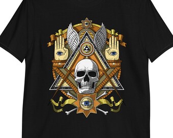 T-shirt Maçonnique Illuminati - Œil Dans La Pyramide - Coton, Coupe Regular, Pour Homme Et Femme