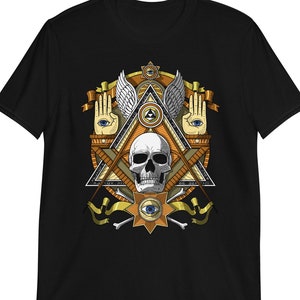 Masonic Skull T-Shirt, Illuminati Shirt, Freemasons Shirt, Esoteric Shirt, Masonry Shirt, Masons Shirt, Masonic Illuminati Clothing