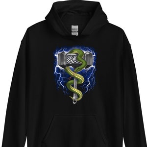 Viking Warrior Hammer Hoodie, Norse Mythology Hoodie, Nordic God Sweatshirt, Pagan Runes Clothing, Scandinavian Celtic Symbol Clothes