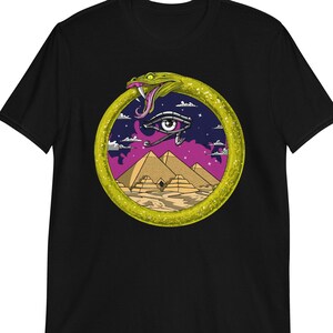 Egyptian Pyramids T-Shirt, Ouroboros Shirt, Eye Of Horus Tee, Egyptian Symbol Tee, Ancient Egypt Tee, Egyptian Clothes, Gnosticism Clothing