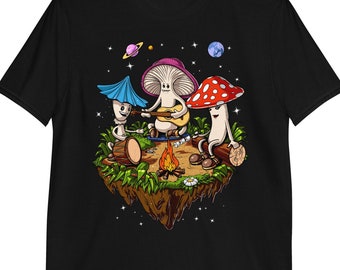 Hippie Mushrooms Camping T-Shirt, Forest Fungi Tee