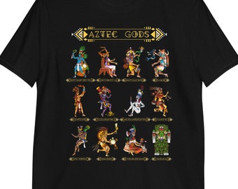 Aztec Mythology Gods T-Shirt, Aztec Mens Tee, Aztec Deity Clothing, Aztec Clothes, Aztec Apparel, Aztec God T-Shirt, Aztec Apparel