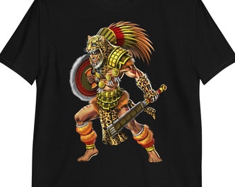 Aztec Jaguar Warrior T-Shirt, Aztec Mens Tee, Aztec Unisex Shirt, Aztec Clothing, Aztec Clothes, Aztec Outfit, Aztec Apparel, Aztec Gifts