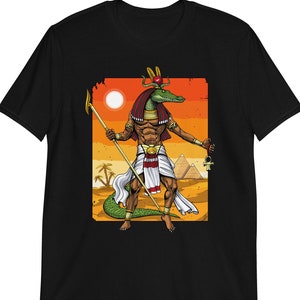 Chemise Dieu Sobek de la mythologie égyptienne, chemise divinité crocodile, t-shirt mythologie égyptienne, vêtements de l&#39;Egypte ancienne, vêtements des pyramides égyptiennes