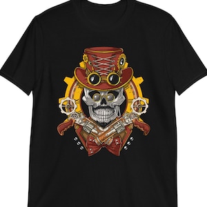 Steampunk Skull Shirt, Mechanical Gears Shirt, Industrial Steampunk Tee, Victorian Steampunk Clothing, Steampunk Clothes